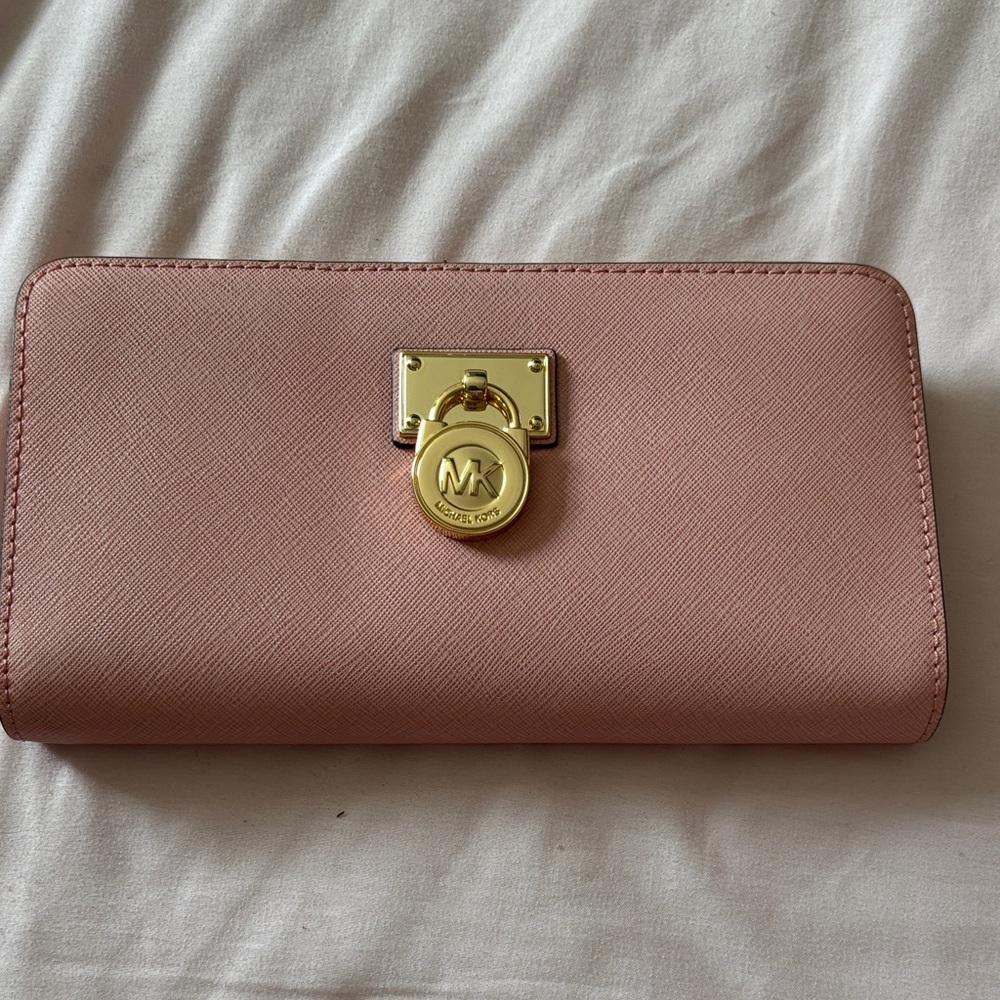 Michael Kors Blush Pink Wallet with Gold Accents